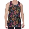 Embroidery Tropical Pattern Print Men's Velvet Tank Top