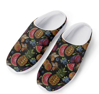 Embroidery Tropical Pattern Print Mesh Casual Shoes