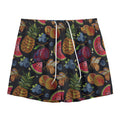 Embroidery Tropical Pattern Print Mesh Shorts