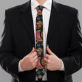 Embroidery Tropical Pattern Print Necktie