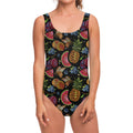 Embroidery Tropical Pattern Print One Piece Swimsuit