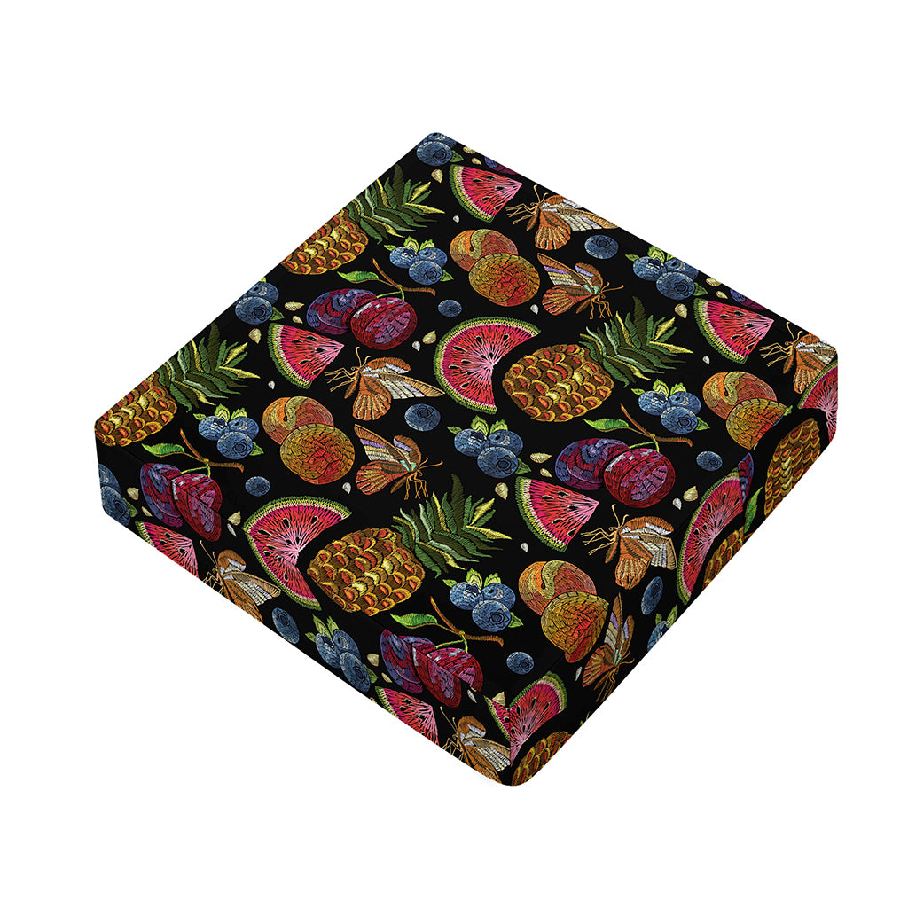 Embroidery Tropical Pattern Print Outdoor Seat Cushion Cover