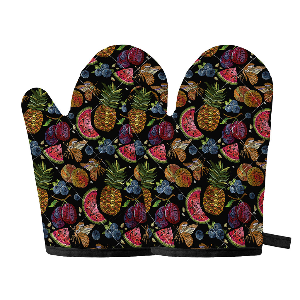 Embroidery Tropical Pattern Print Oven Mitts