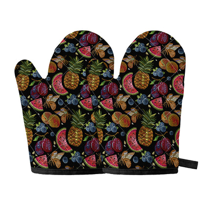 Embroidery Tropical Pattern Print Oven Mitts