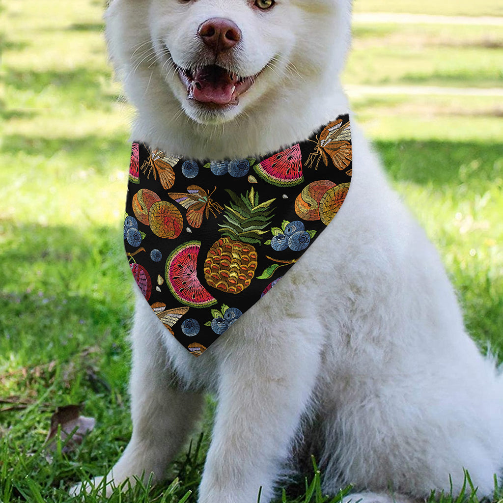 Embroidery Tropical Pattern Print Over The Collar Dog Bandana