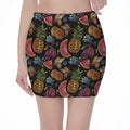 Embroidery Tropical Pattern Print Pencil Mini Skirt