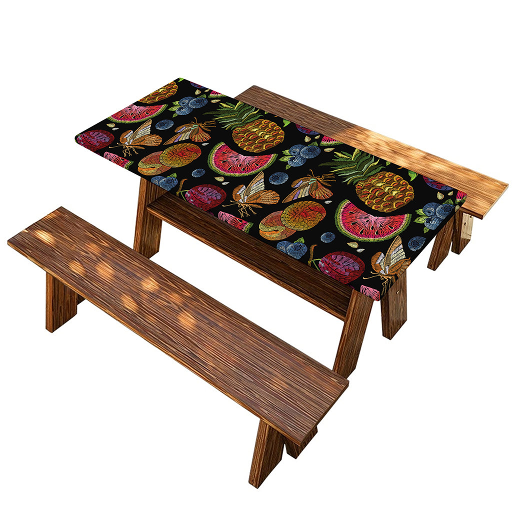 Embroidery Tropical Pattern Print Picnic Table Cover
