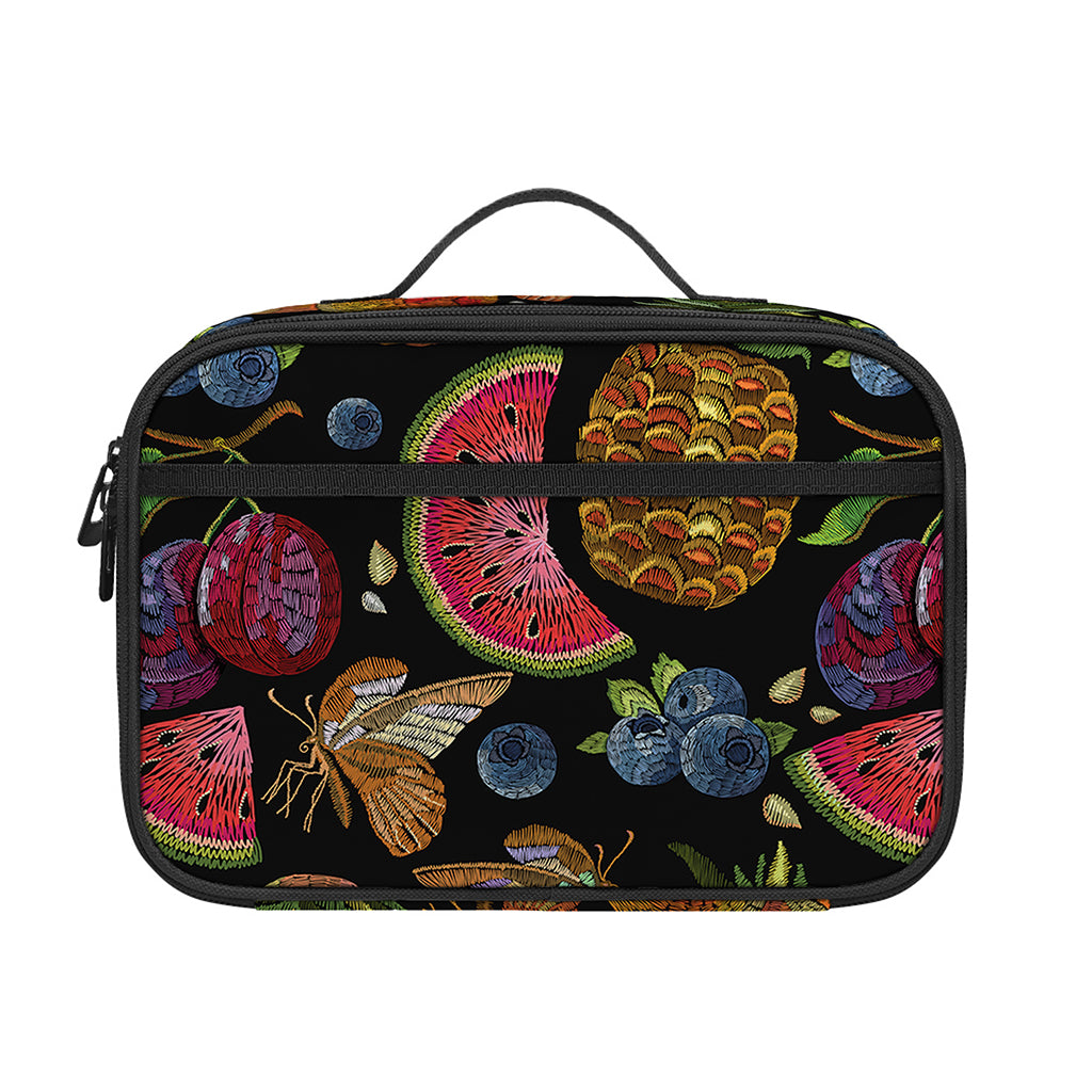 Embroidery Tropical Pattern Print Portable Lunch Bag