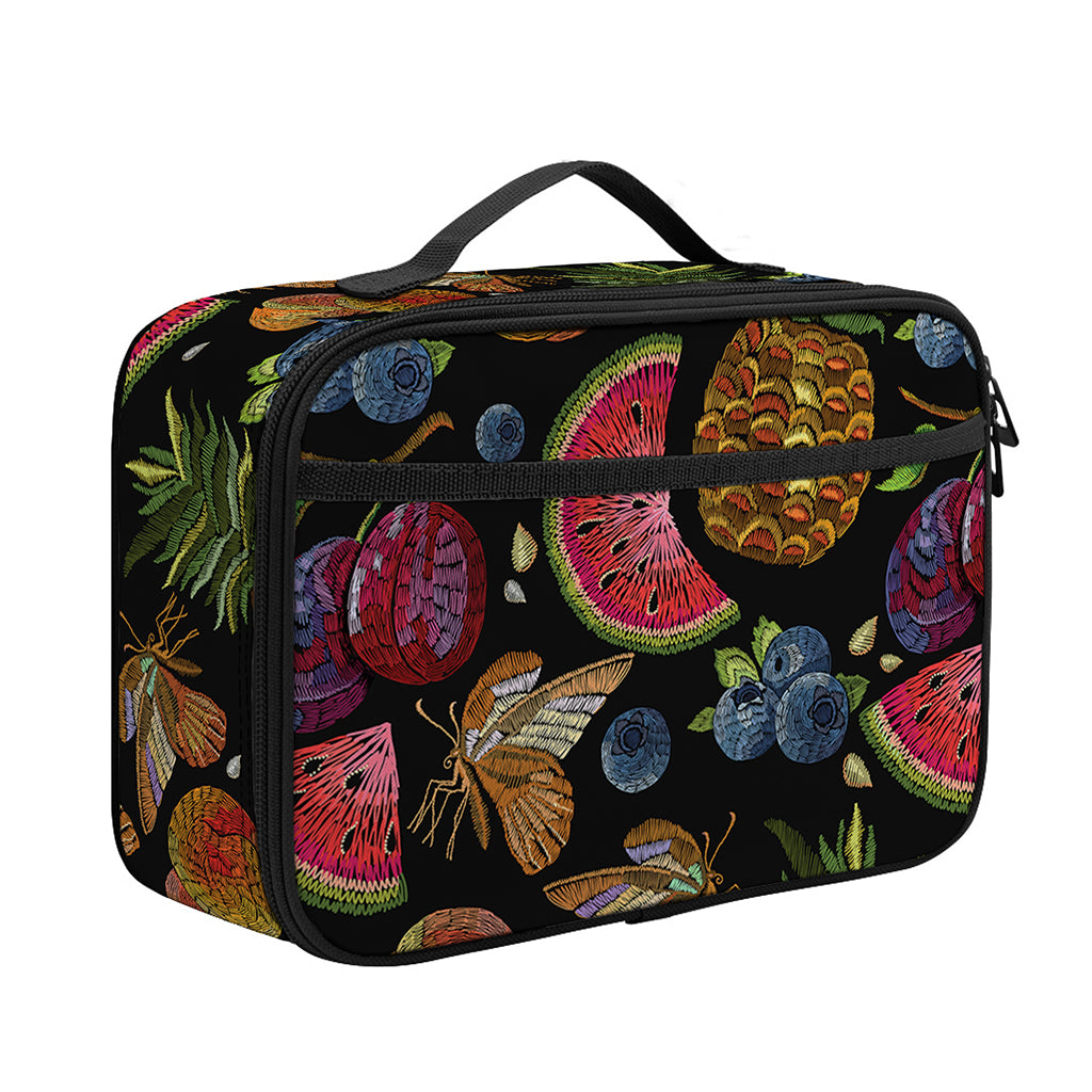 Embroidery Tropical Pattern Print Portable Lunch Bag
