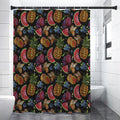 Embroidery Tropical Pattern Print Premium Shower Curtain
