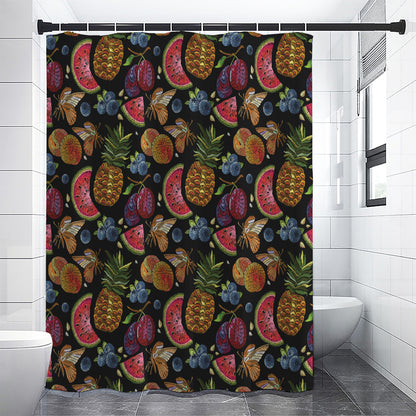 Embroidery Tropical Pattern Print Premium Shower Curtain