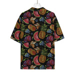 Embroidery Tropical Pattern Print Rayon Hawaiian Shirt