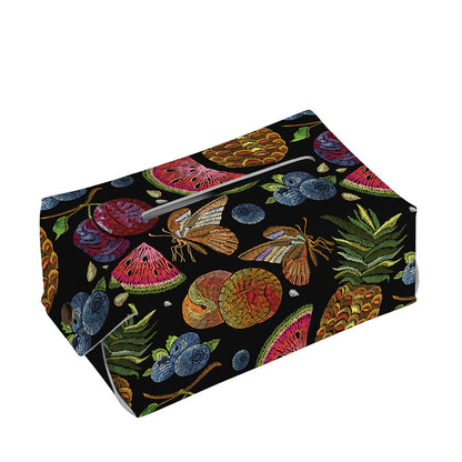 Embroidery Tropical Pattern Print Rectangle Tissue Box Cover