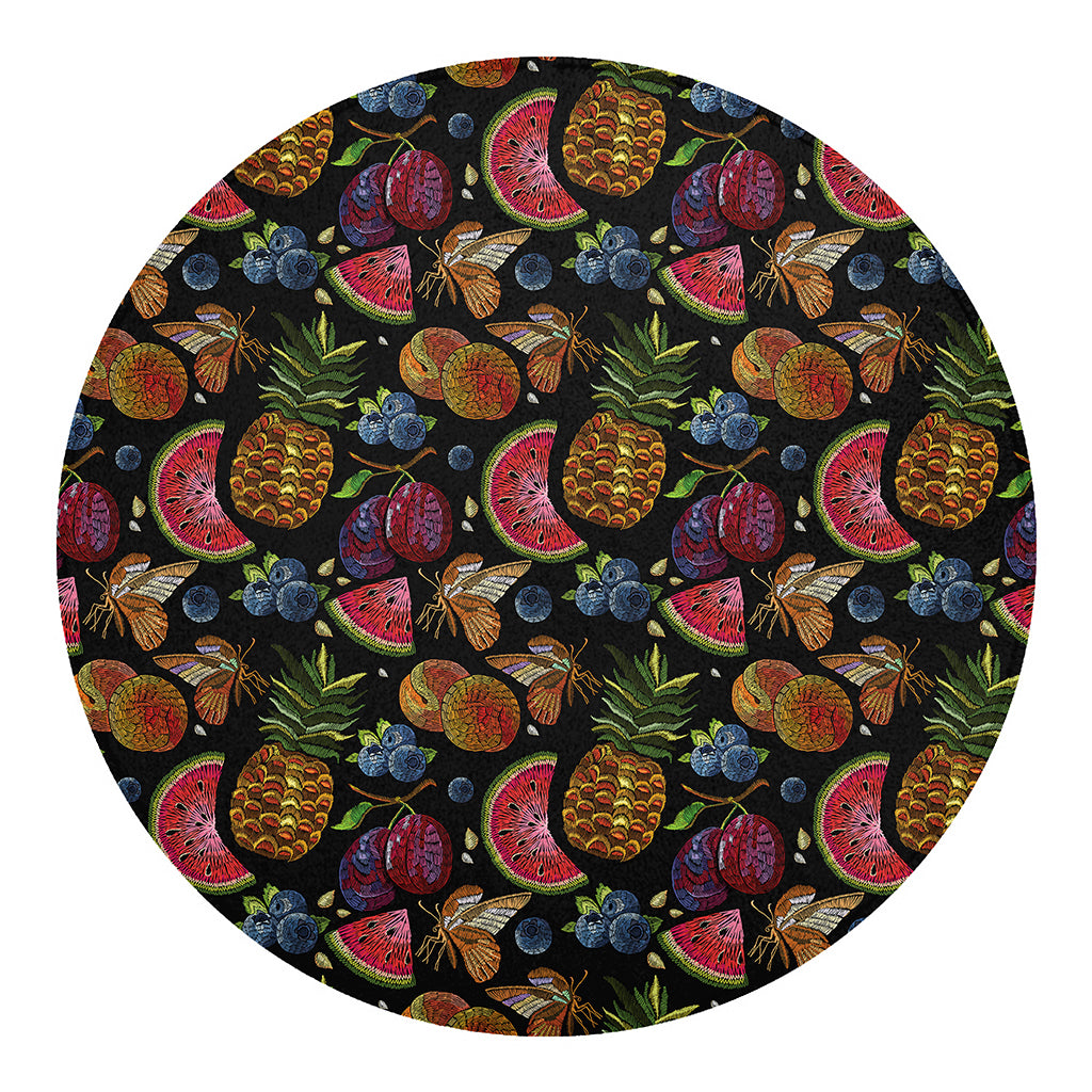 Embroidery Tropical Pattern Print Round Blanket