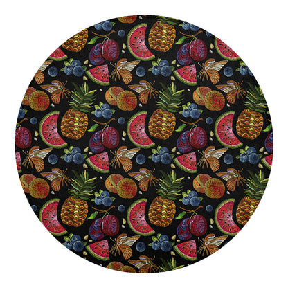 Embroidery Tropical Pattern Print Round Blanket