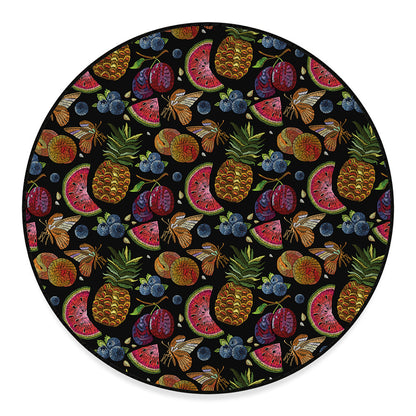 Embroidery Tropical Pattern Print Round Floor Mat