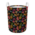 Embroidery Tropical Pattern Print Round Laundry Basket