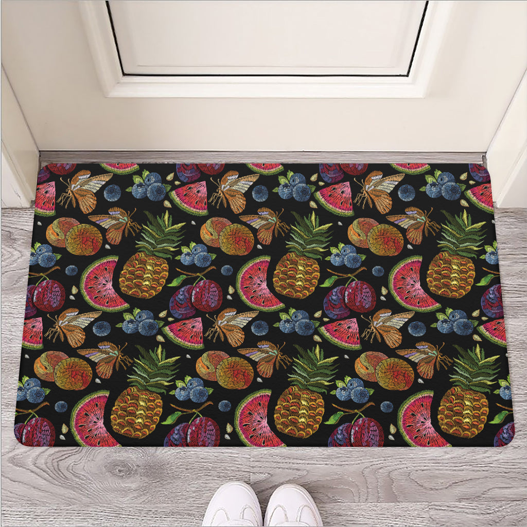 Embroidery Tropical Pattern Print Rubber Doormat