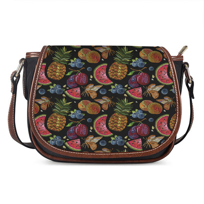 Embroidery Tropical Pattern Print Saddle Bag