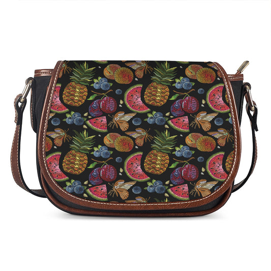 Embroidery Tropical Pattern Print Saddle Bag