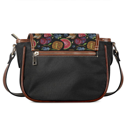 Embroidery Tropical Pattern Print Saddle Bag