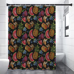 Embroidery Tropical Pattern Print Shower Curtain