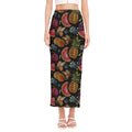 Embroidery Tropical Pattern Print Side Slit Maxi Skirt