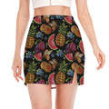 Embroidery Tropical Pattern Print Side Slit Mini Skirt