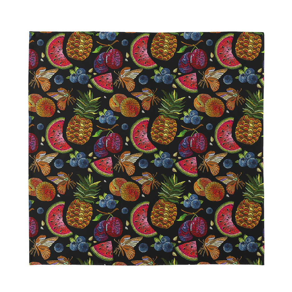 Embroidery Tropical Pattern Print Silk Bandana