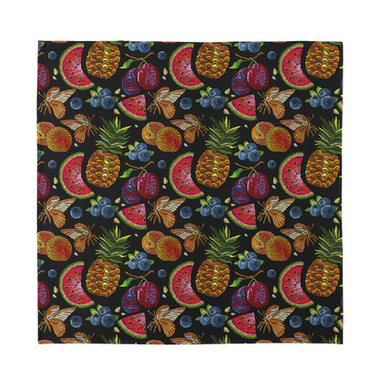 Embroidery Tropical Pattern Print Silk Bandana