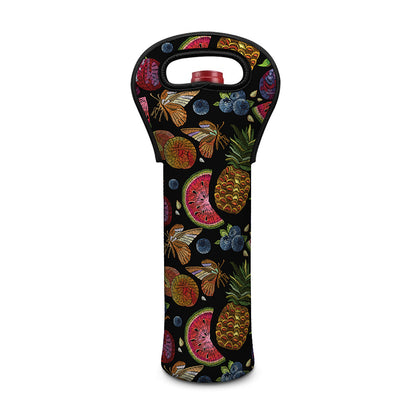 Embroidery Tropical Pattern Print Single Neoprene Wine Tote