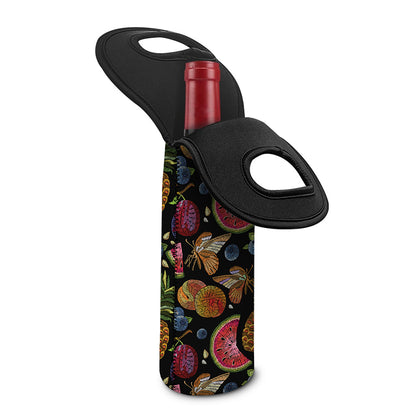 Embroidery Tropical Pattern Print Single Neoprene Wine Tote