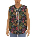 Embroidery Tropical Pattern Print Sleeveless Baseball Jersey
