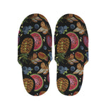 Embroidery Tropical Pattern Print Slippers