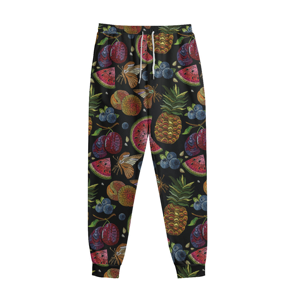 Embroidery Tropical Pattern Print Sweatpants