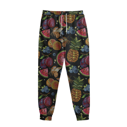 Embroidery Tropical Pattern Print Sweatpants