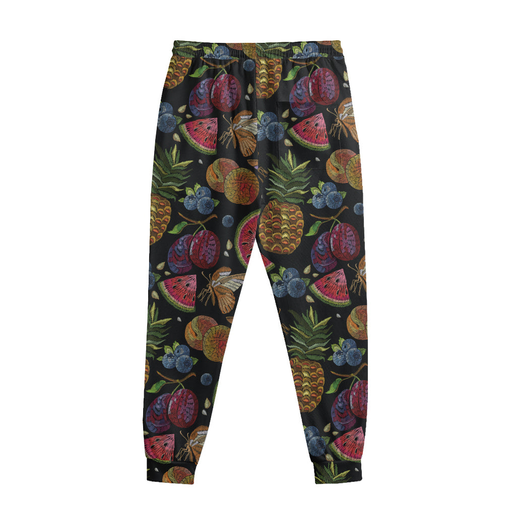 Embroidery Tropical Pattern Print Sweatpants
