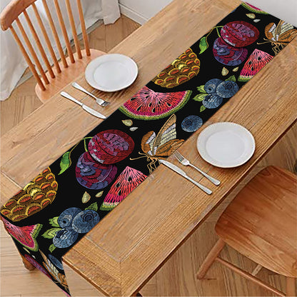 Embroidery Tropical Pattern Print Table Runner