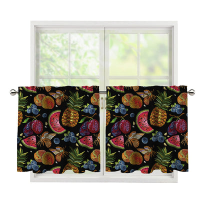 Embroidery Tropical Pattern Print Tier Curtains