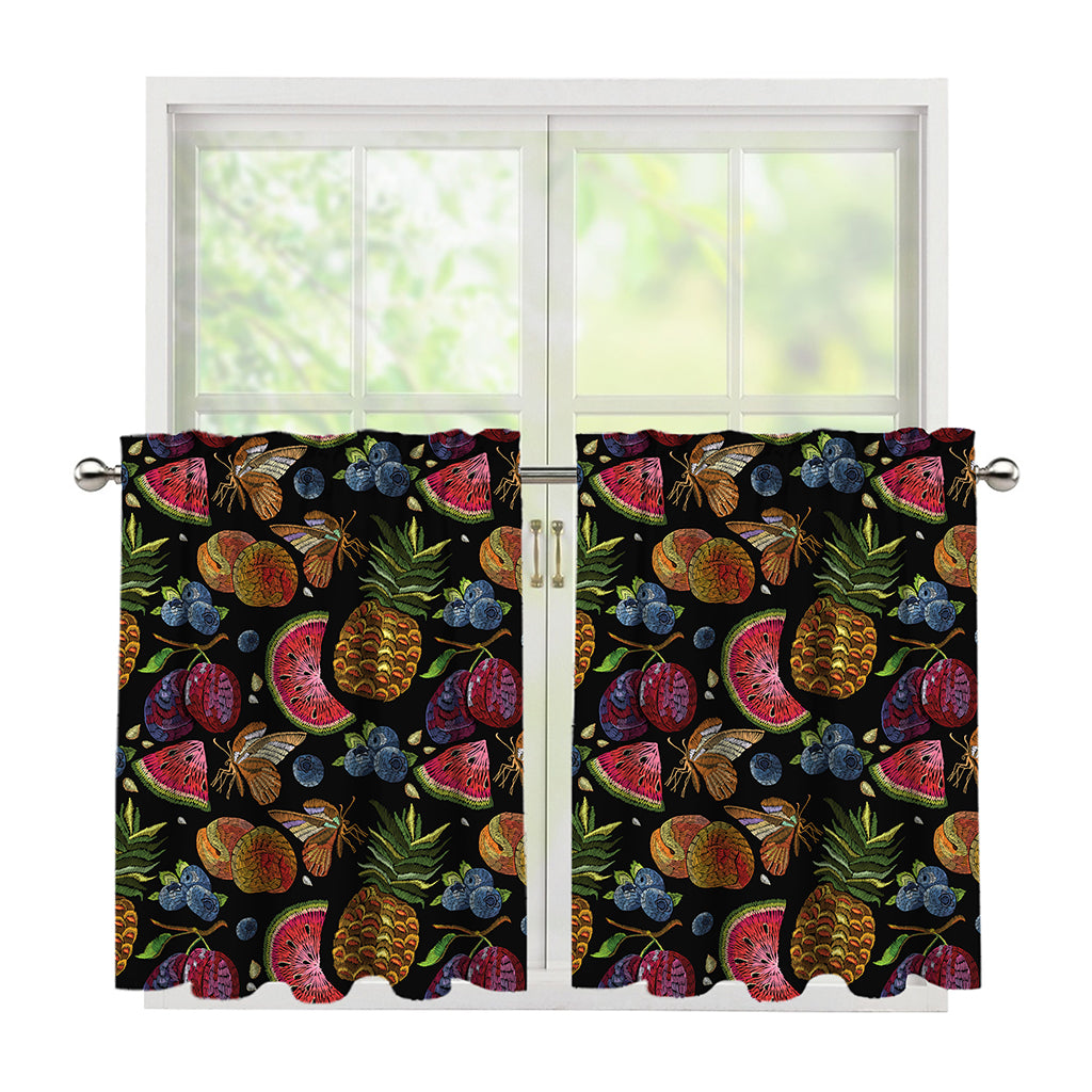 Embroidery Tropical Pattern Print Tier Curtains