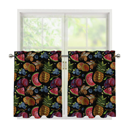 Embroidery Tropical Pattern Print Tier Curtains
