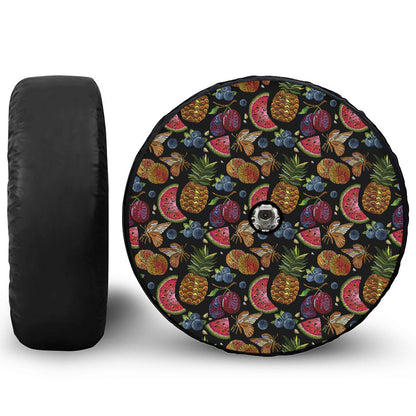 Embroidery Tropical Pattern Print Tire Cover With Camera Hole