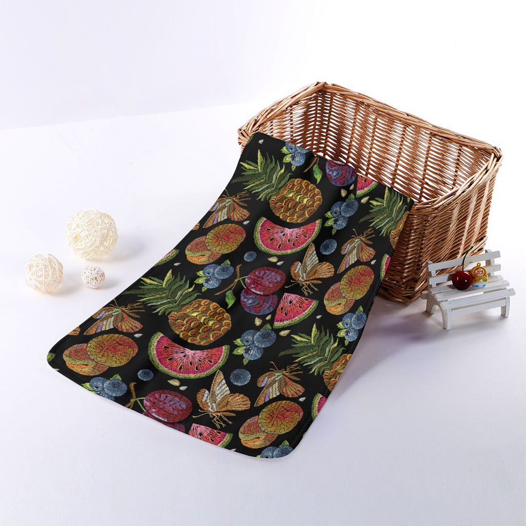 Embroidery Tropical Pattern Print Towel