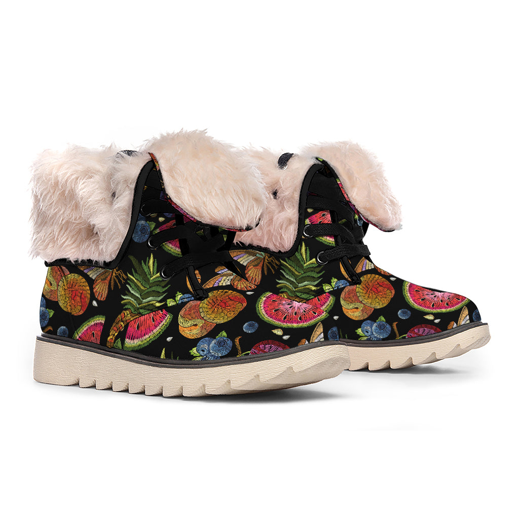 Embroidery Tropical Pattern Print Winter Boots