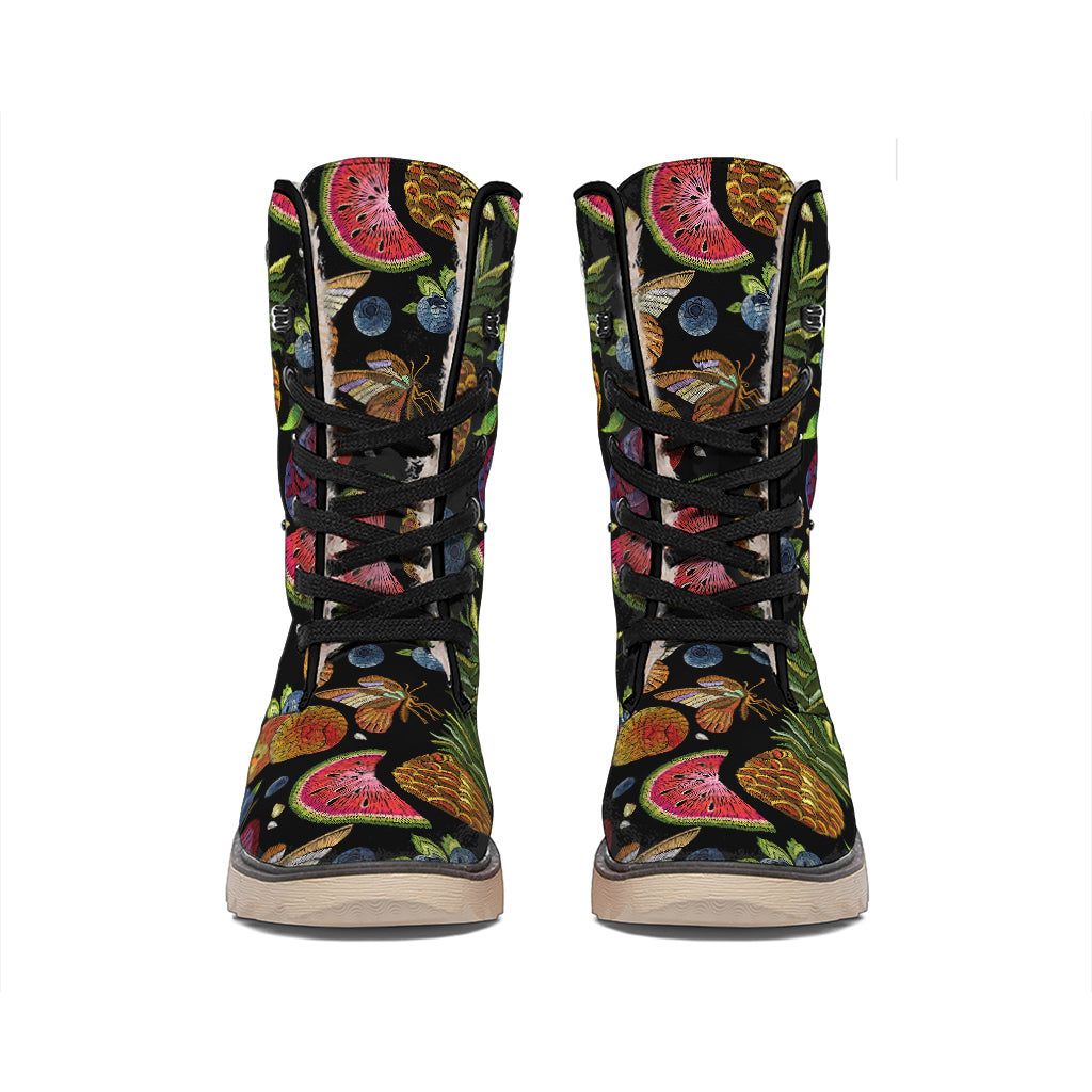 Embroidery Tropical Pattern Print Winter Boots