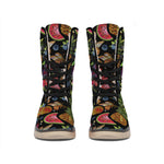 Embroidery Tropical Pattern Print Winter Boots