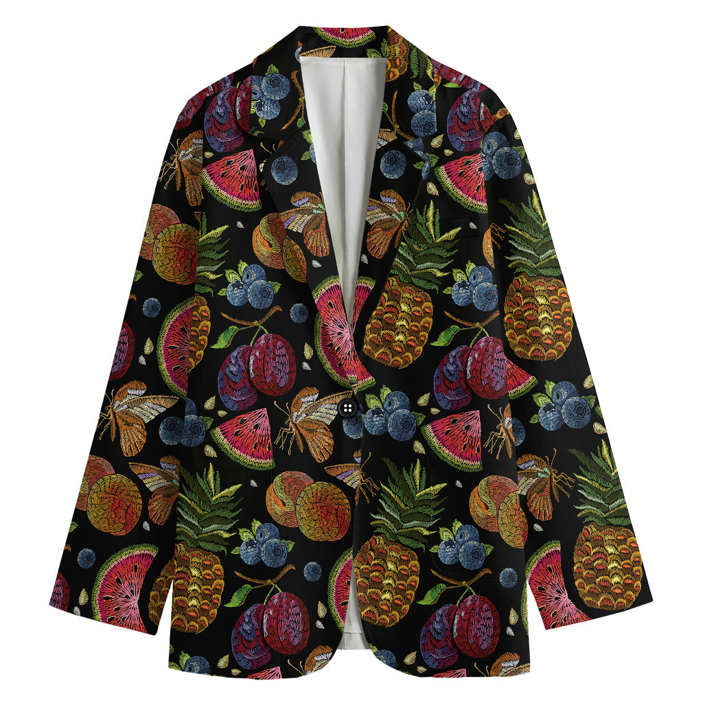 Embroidery Tropical Pattern Print Women's Blazer