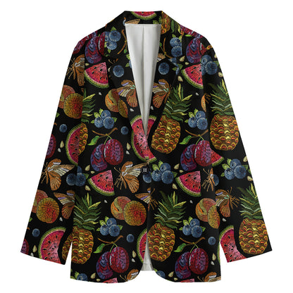 Embroidery Tropical Pattern Print Women's Blazer