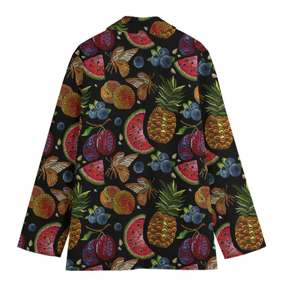 Embroidery Tropical Pattern Print Women's Blazer