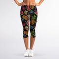 Embroidery Tropical Pattern Print Women's Capri Leggings